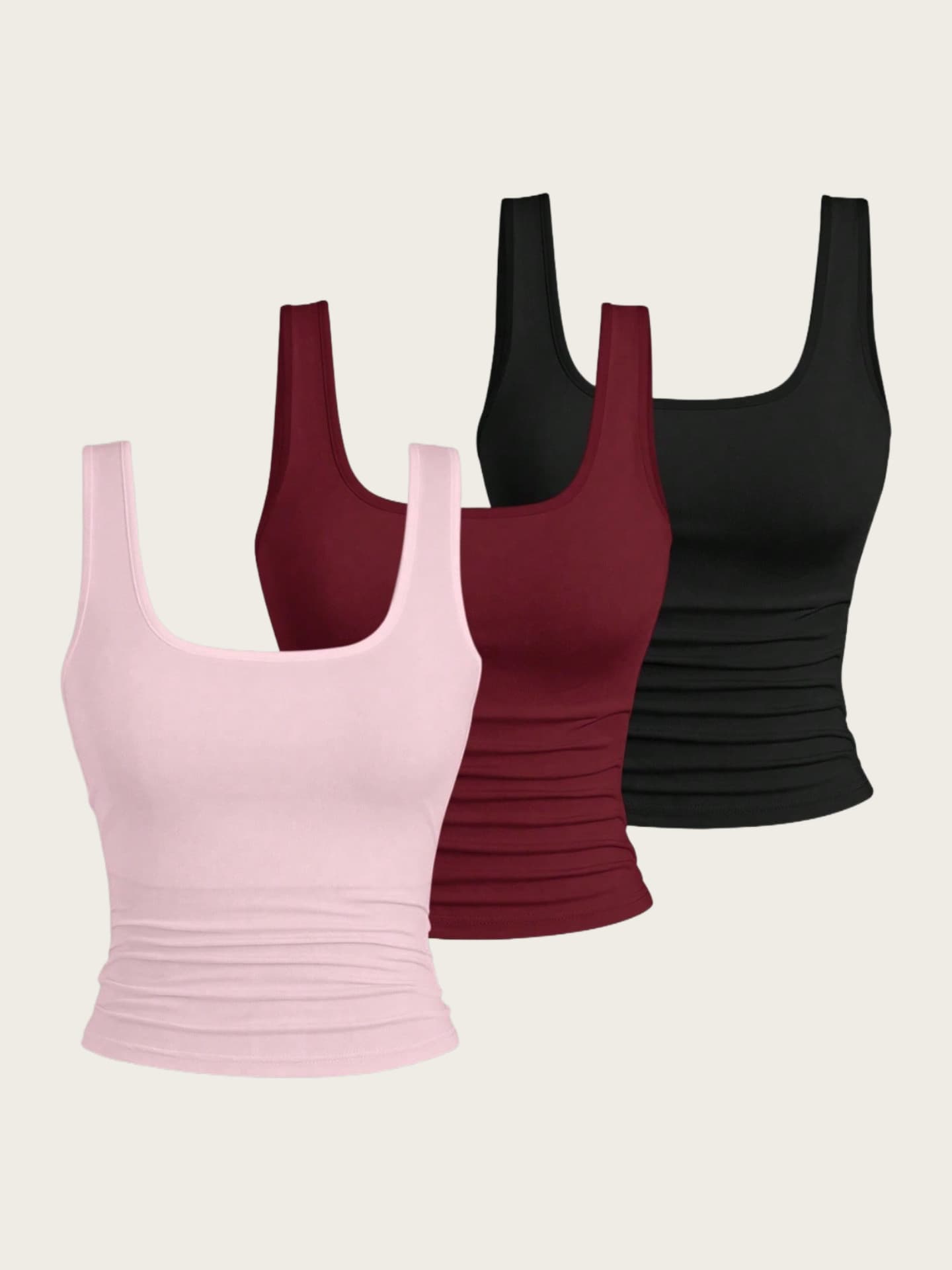 Cross-border European and American Plus Size Women's 2025 New Summer Fashion Sleeveless Square Neck Slimming Camisole Three-Piece Set