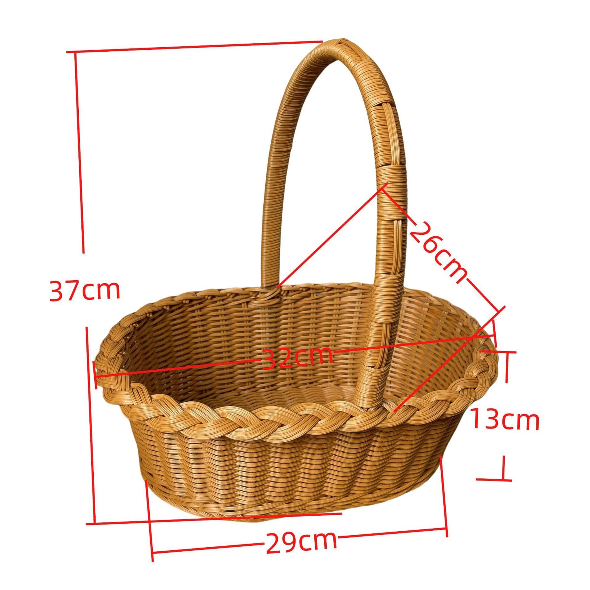 Woven Handle Basket Outdoor Storage Basket Fruit Basket Vegetable Basket Picnic Basket Rattan Basket Wicker Basket Supermarket Shopping Basket