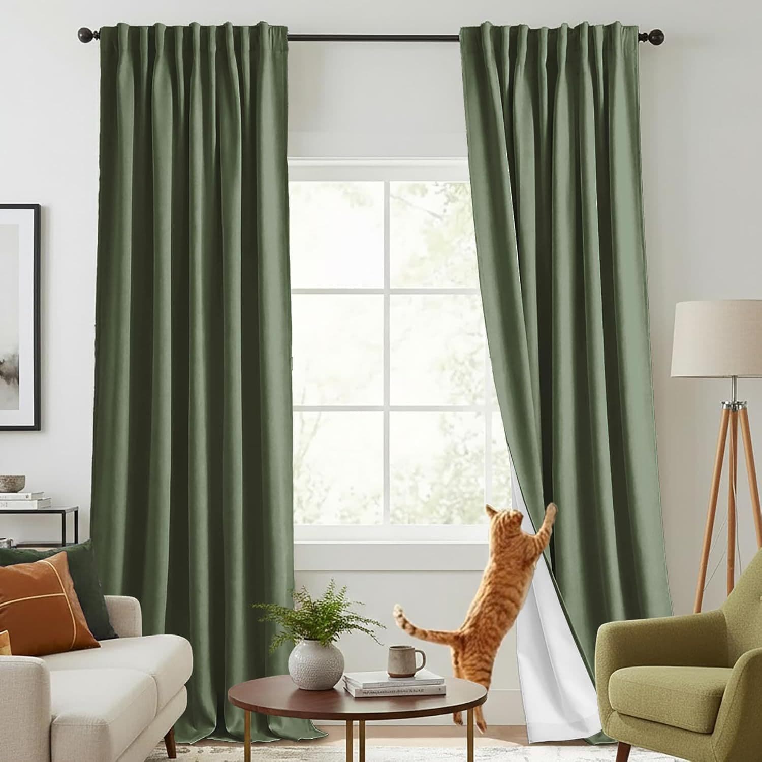 2026 New Amazon Cross-Border Exclusive Olive Green Curtain Window Sheer Fabric for Bedroom Boho Style