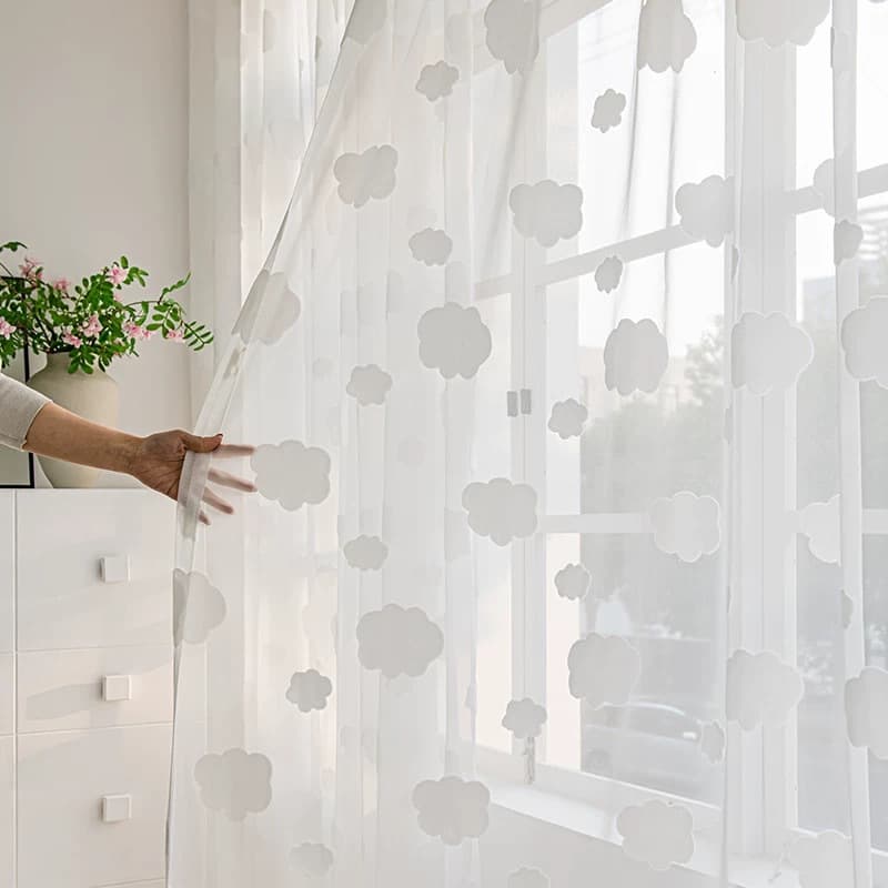 Curtain gauze manufacturer fabric wholesale finished product cross-border foreign trade window screen children's cute cloud window screen cartoon three-dimensional