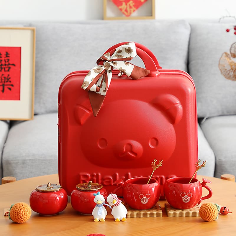 Wedding Gift Bear Couple Ceramic Cup Ornaments Practical Quince Cup Gift Box Creative Cute Style Personalized Creative Gifts