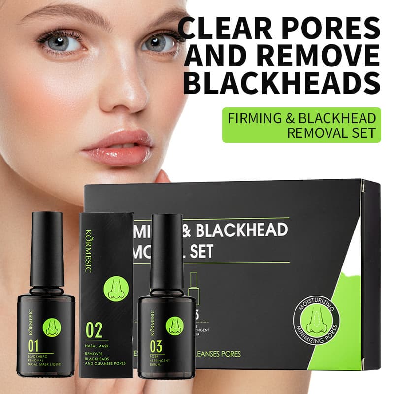 KORMESIC Blackhead Removal Hydrating and Cleansing Pore Refining Skincare Set with Nose Mask Strips