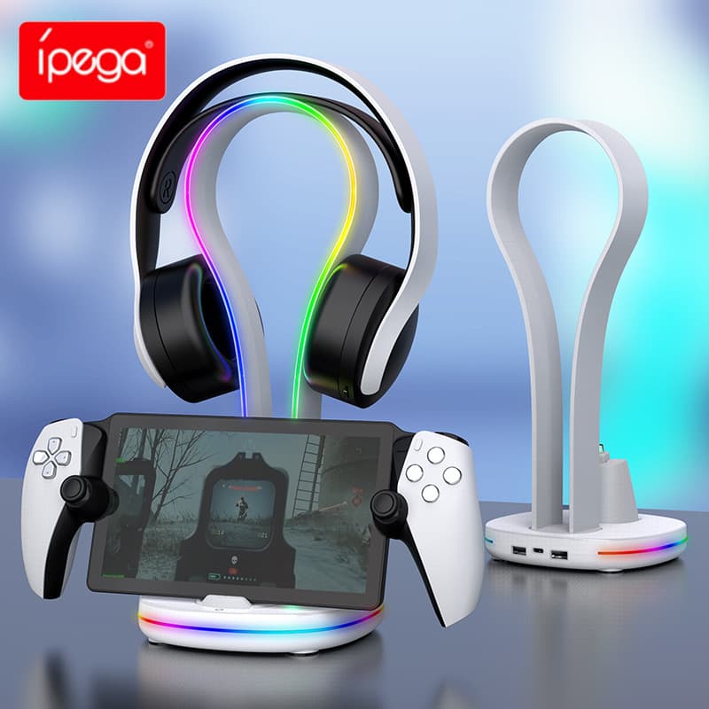 PS5 Portal Handheld Magnetic Contact Charging Dock with RGB Lighting and Headphone Storage PG-P5P23