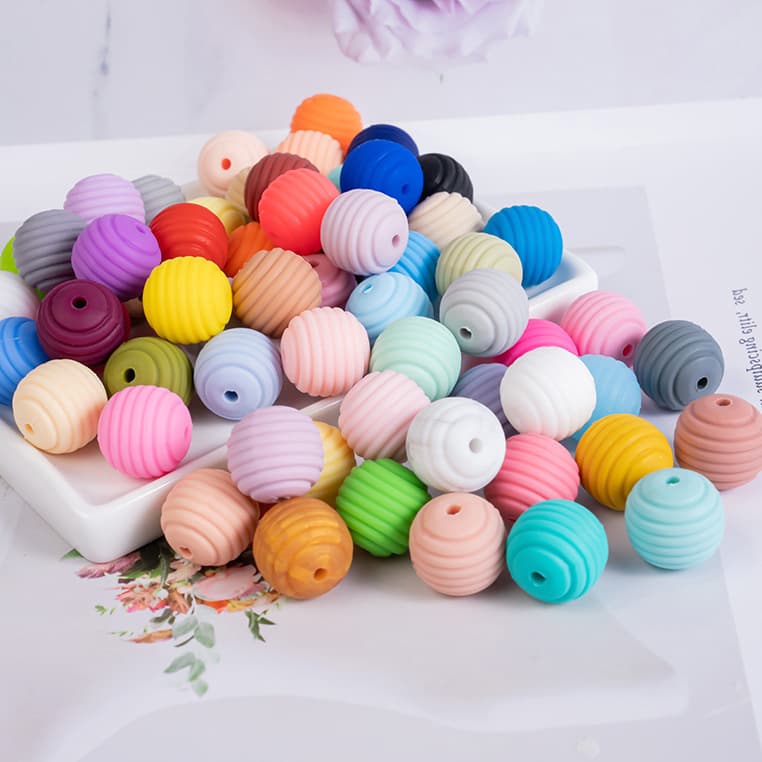 Amazon new 15MM silicone thread beads diy honeycomb beads silicone beads food grade silicone beads wholesale