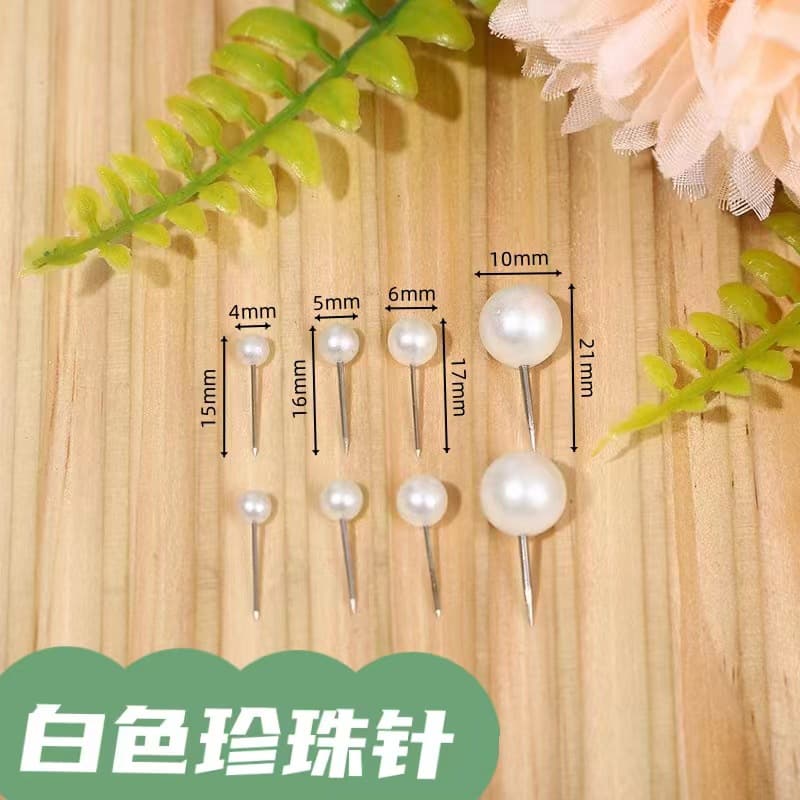 Manufacturer Cross-border 10MM Pearl Pins, Pearl White Earth Pins, Round Ball Head Cork Board Thumbtacks