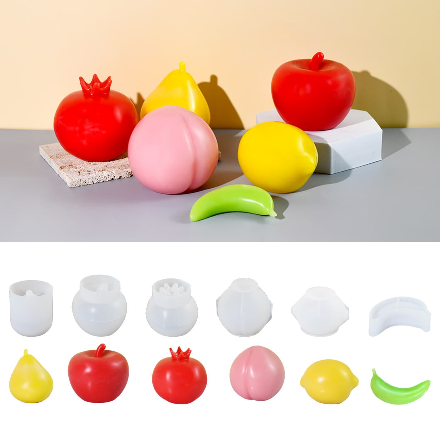 DIY Resin Mold Realistic Fruit Squeeze Mold Model Silicone Mold Scene Shooting Props