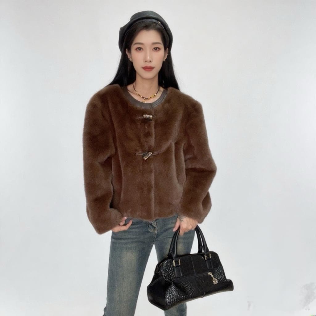 Autumn/Winter Chinese Style Short Coat Warm Jacket 2025 New Chinese Imitation Mink Fur Coat Fur Integrated
