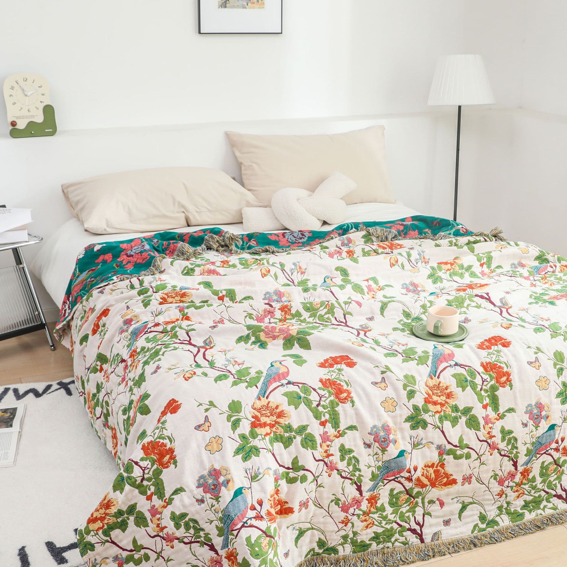 2025 New All-Cotton Skin-Friendly Spring/Autumn Quilt, Printed Double-Layer Towel Blanket, Pure Cotton Sofa Blanket, Air Conditioning Cover Blanket
