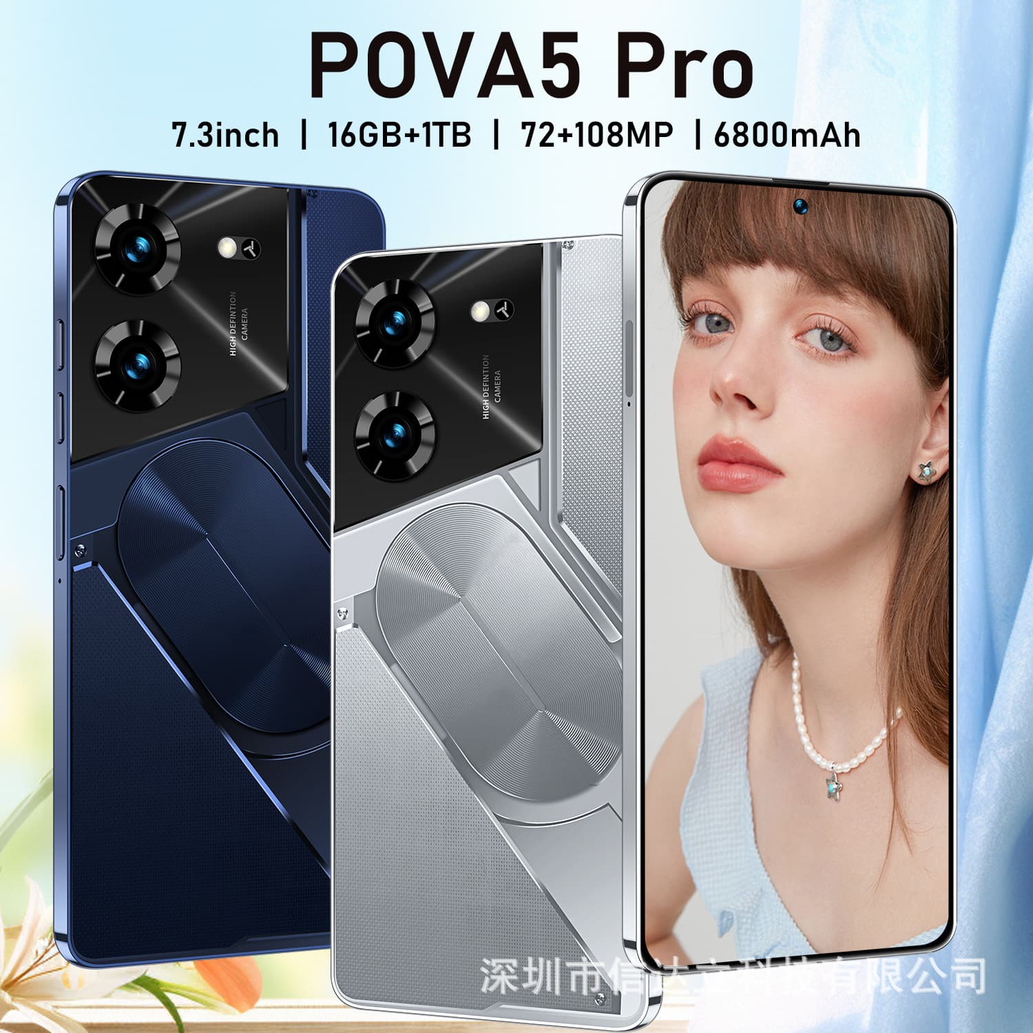 POVA5 ProKT10.0 Android Smartphone 7.3 Inch Large Screen 2GB RAM 16GB Storage Available in Stock Affordable Price