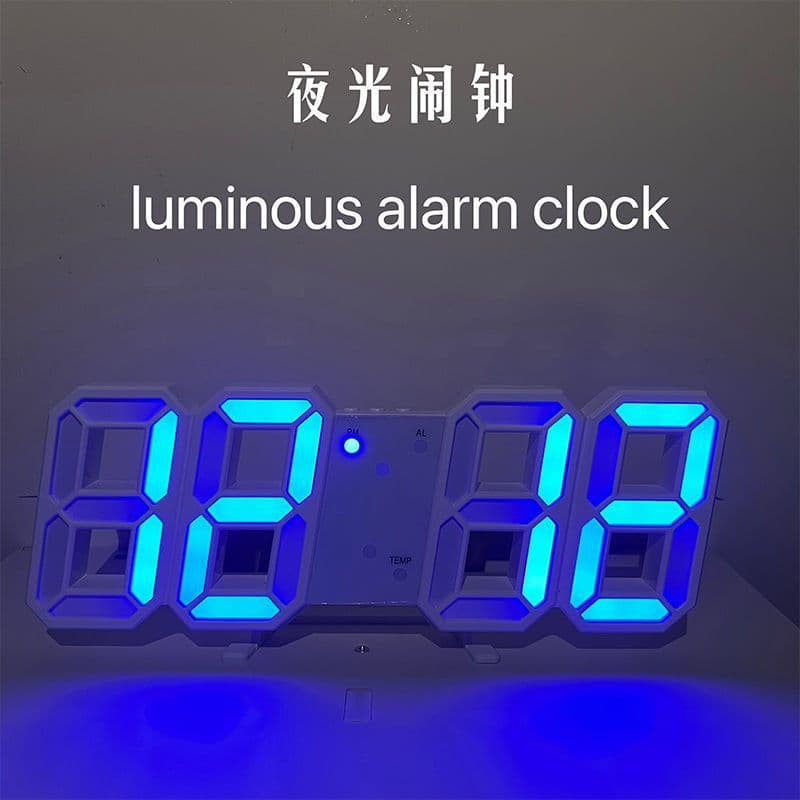 Ins Hot 3D LED Digital Clock, Simple and Stylish Smart Night Light USB Plug-in Alarm Clock, Desktop or Wall Mount