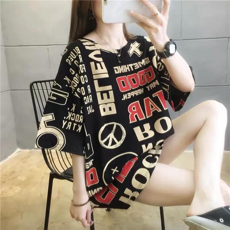 FaT SisTer Plus Size 150kg Short-sleeved T-shirt Korean Style Women's Summer Dress Elegant Belly-covering Loose Top Trendy