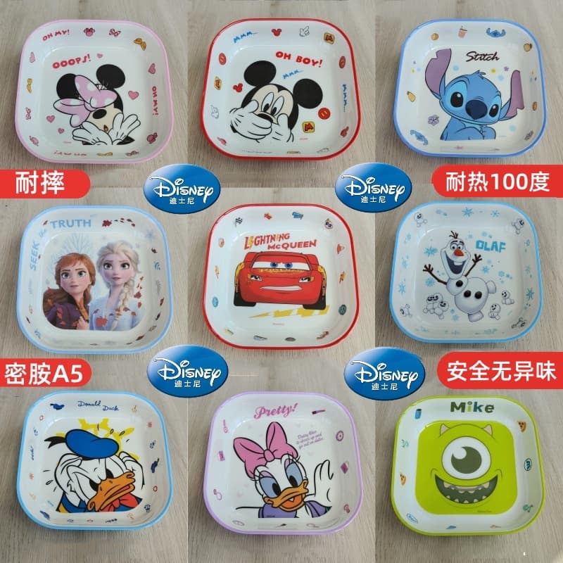McQueen Ice and Snow Children's Melamine Plate, Fruit Plate, Meal Plate, Unbreakable Cartoon Baby Feeding Plate, Noodle Plate