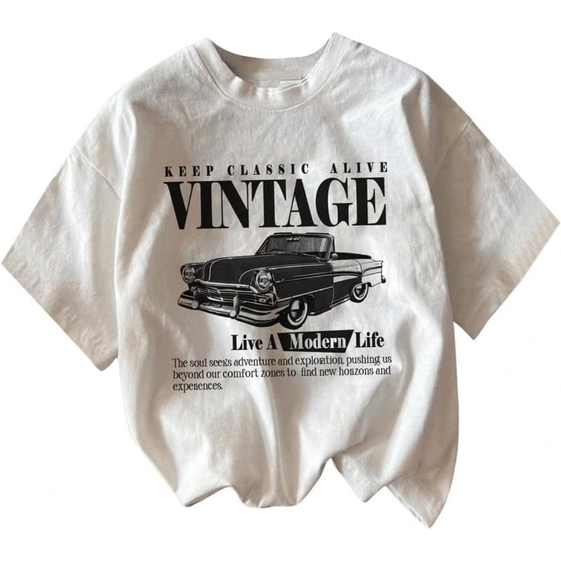Women's Graphic Letter Tee Crew Neck Drop Shoulder Trendy