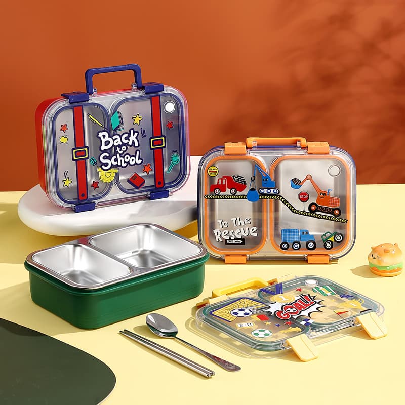 Portable Sealed 304 Stainless Steel Student Lunch Box with Compartments, Multiple Sizes, Handheld Bento Box with Utensils for Office Workers