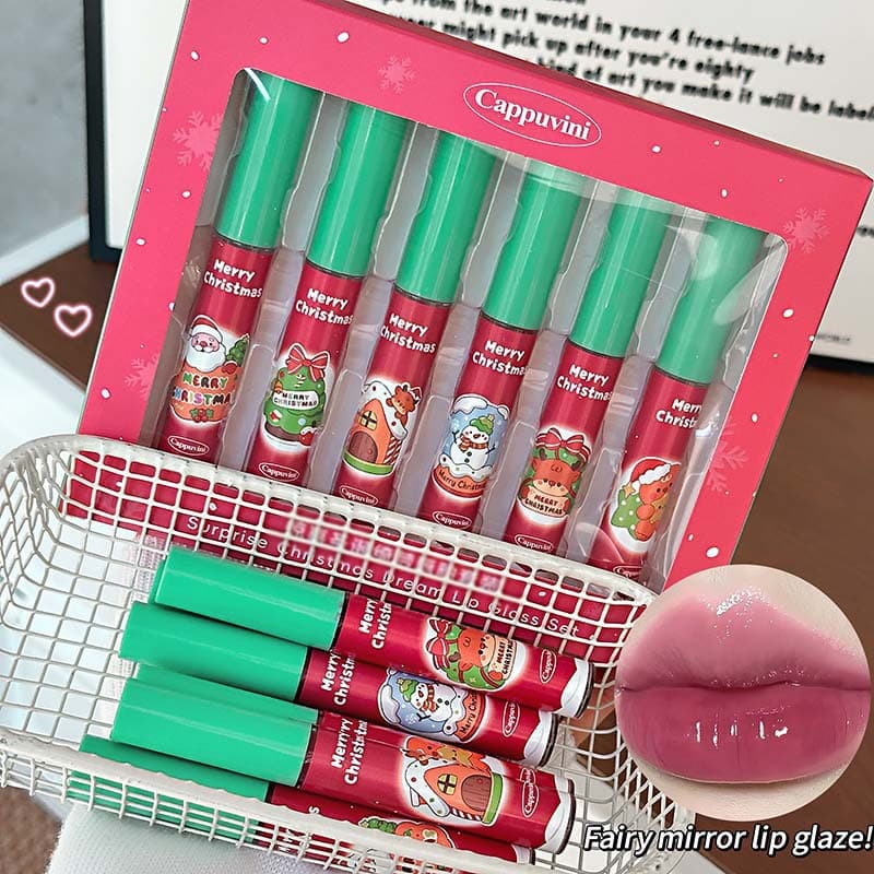CAPPUVINI Surprise Christmas Dream Lip Gloss - Naturally Brightens with Mirror Shine, Affordable Makeup for Students