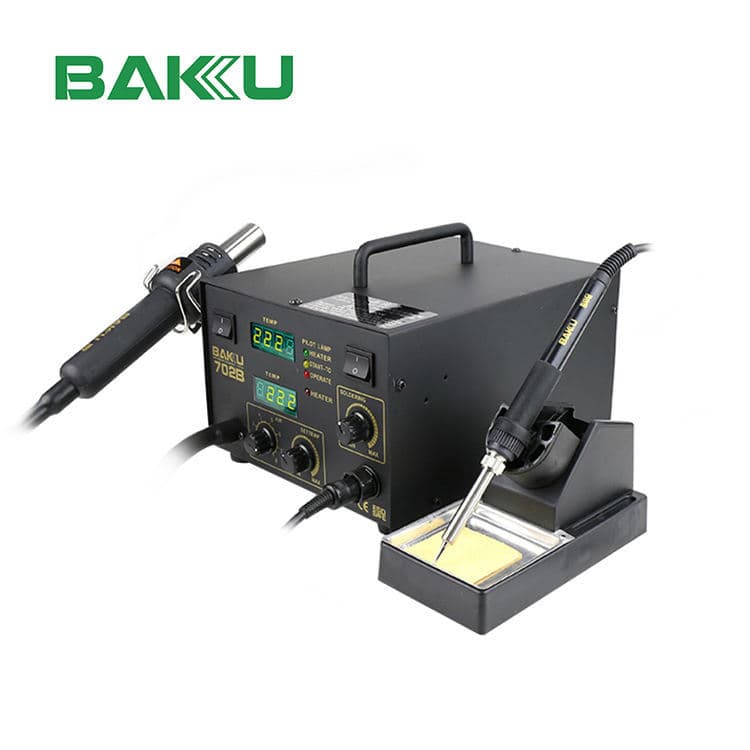 Baku BK-702B Hot Air Gun Soldering Iron Dual Digital Display Desoldering Station for Phone Computer Motherboard IC Repair Welding Station