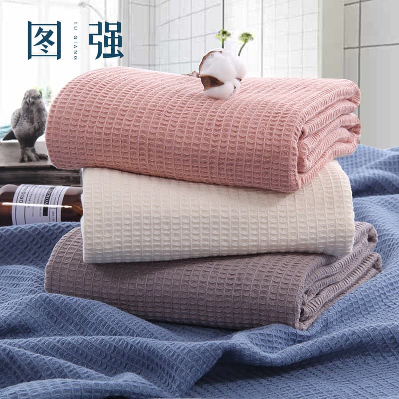Tuqiang cross-border waffle weave pure cotton towel blanket cover blanket leisure nap blanket drop shipping air-conditioning blanket factory direct