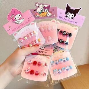 Children Exquisite Wearable Nails Nail Stickers Removable Nail Tips Little Girl Dress Up Nail Art Pieces Children Wearable Nails