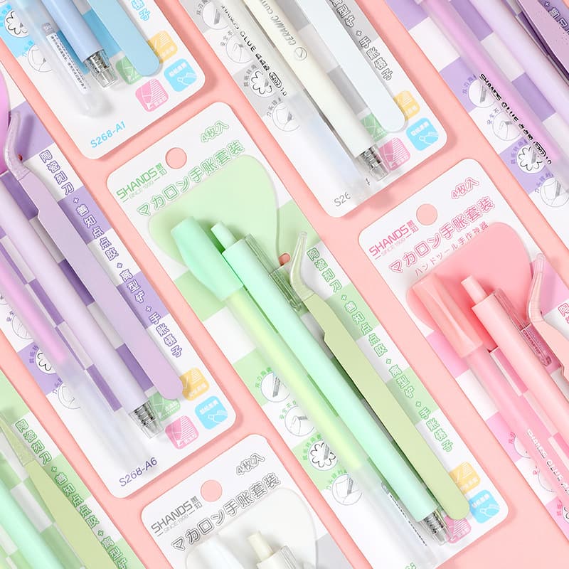 Shanzhi Scrapbook Tools Set: Glue Pen, Craft Knife, Tweezers, and Spatula Four-piece DIY Kit