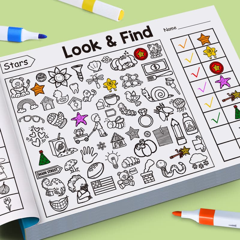 Cross-border Look and Find Fun Game Book for Toddlers' Observation and Concentration Enlightenment Coloring Book
