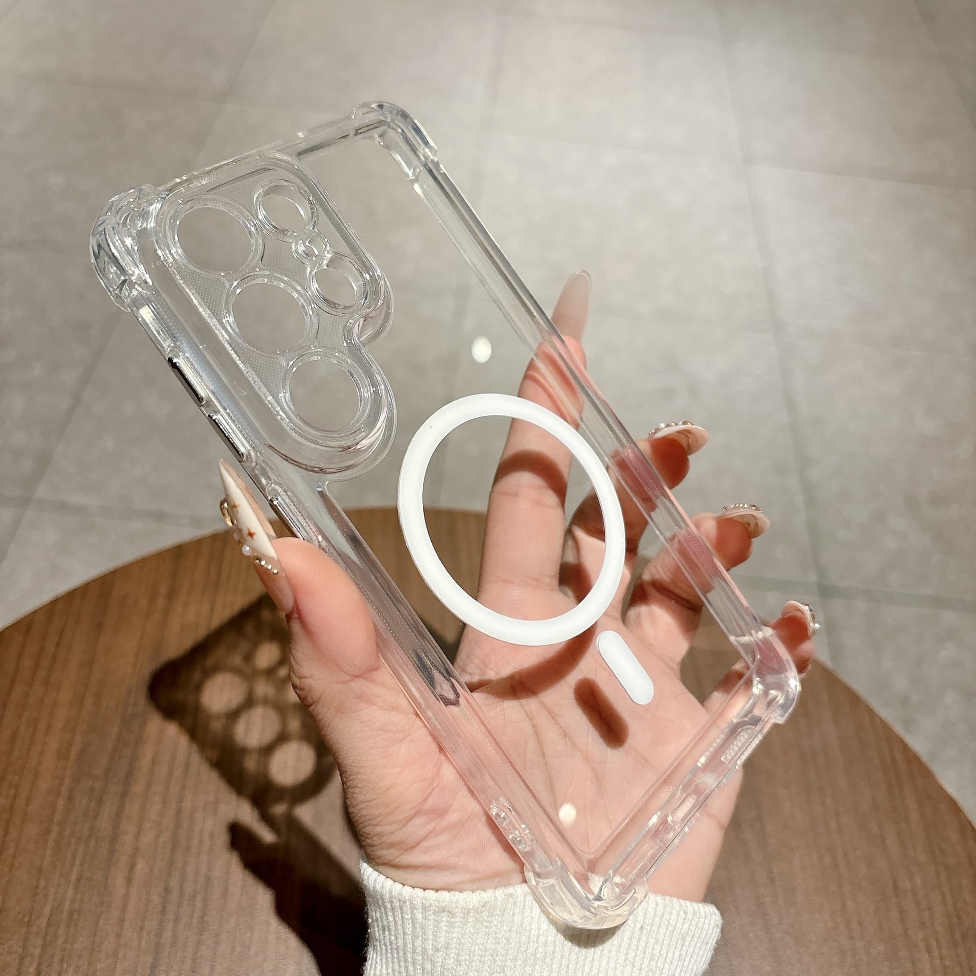 Acrylic two-in-one suitable for Samsung S26Ultra mobile phone case, magnetic S25P four-corner anti-fall transparent protective cover