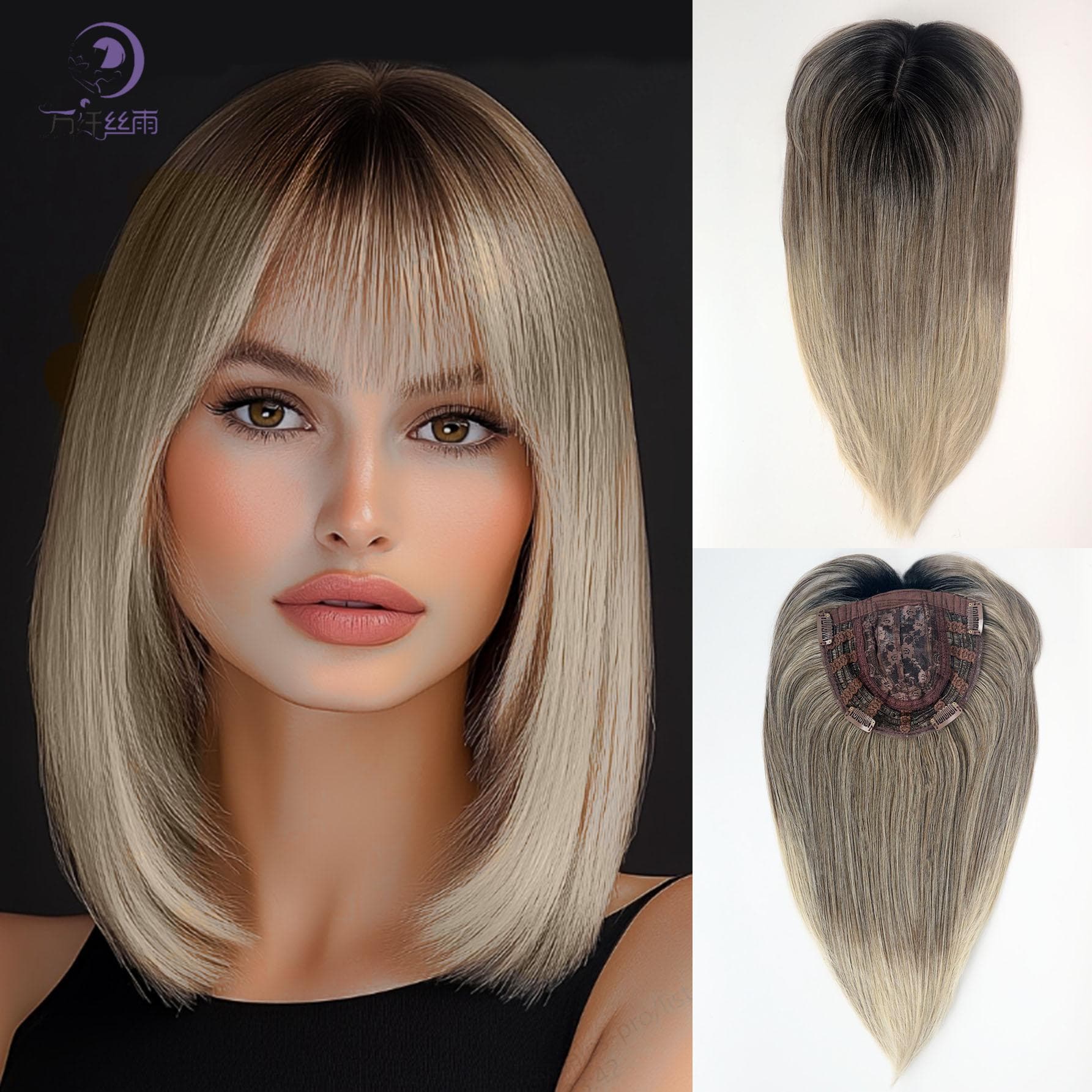 Wig without wig cap, one-piece women's top hairpiece, fluffy big wave long curly wig, in stock, factory direct sales
