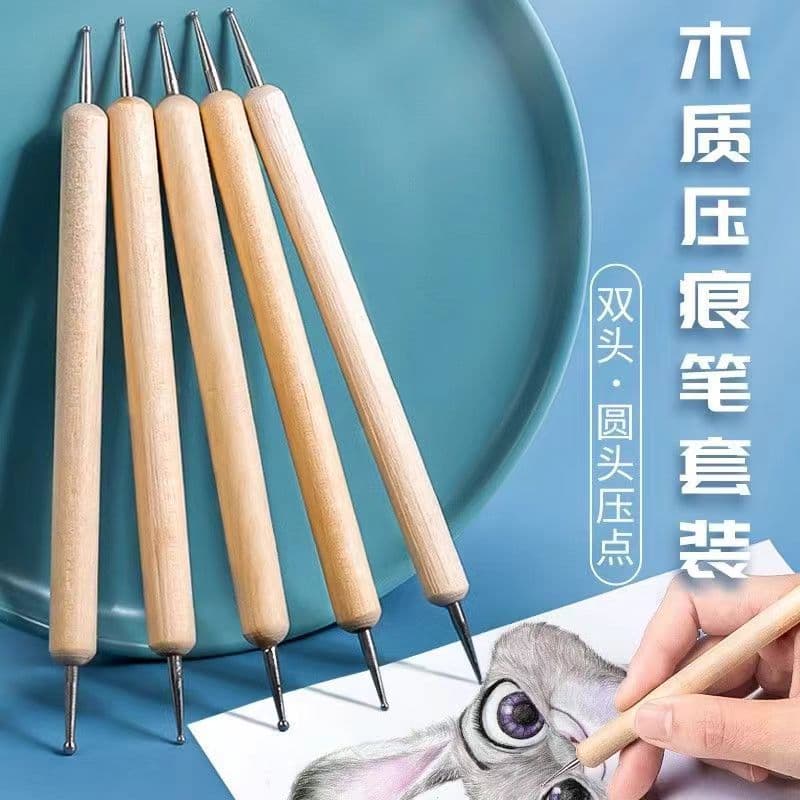 Art Professional Embossing Dotting Pen Set, 5-Piece Sketch Dry Pen Kit, Model Scoring Tool Set