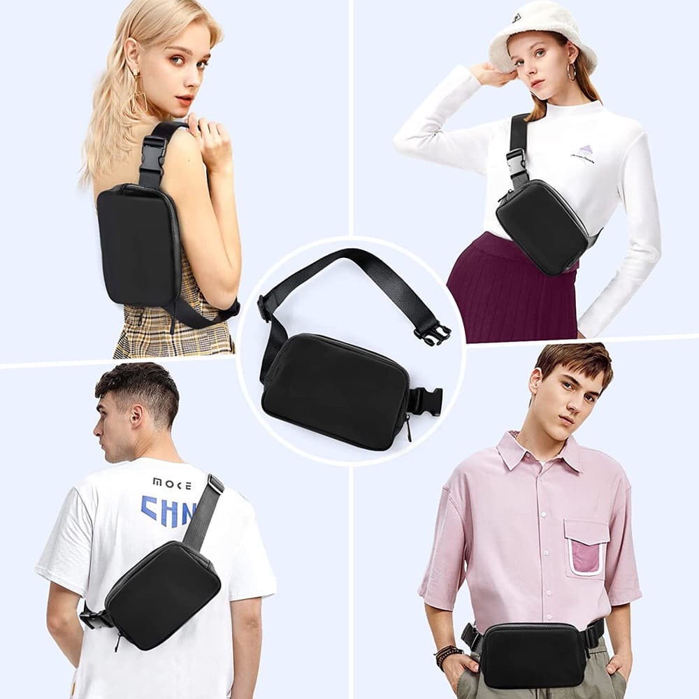 New Lulu-style waist bag, nylon waterproof chest bag, outdoor sports running phone bag, versatile crossbody bag for men and women