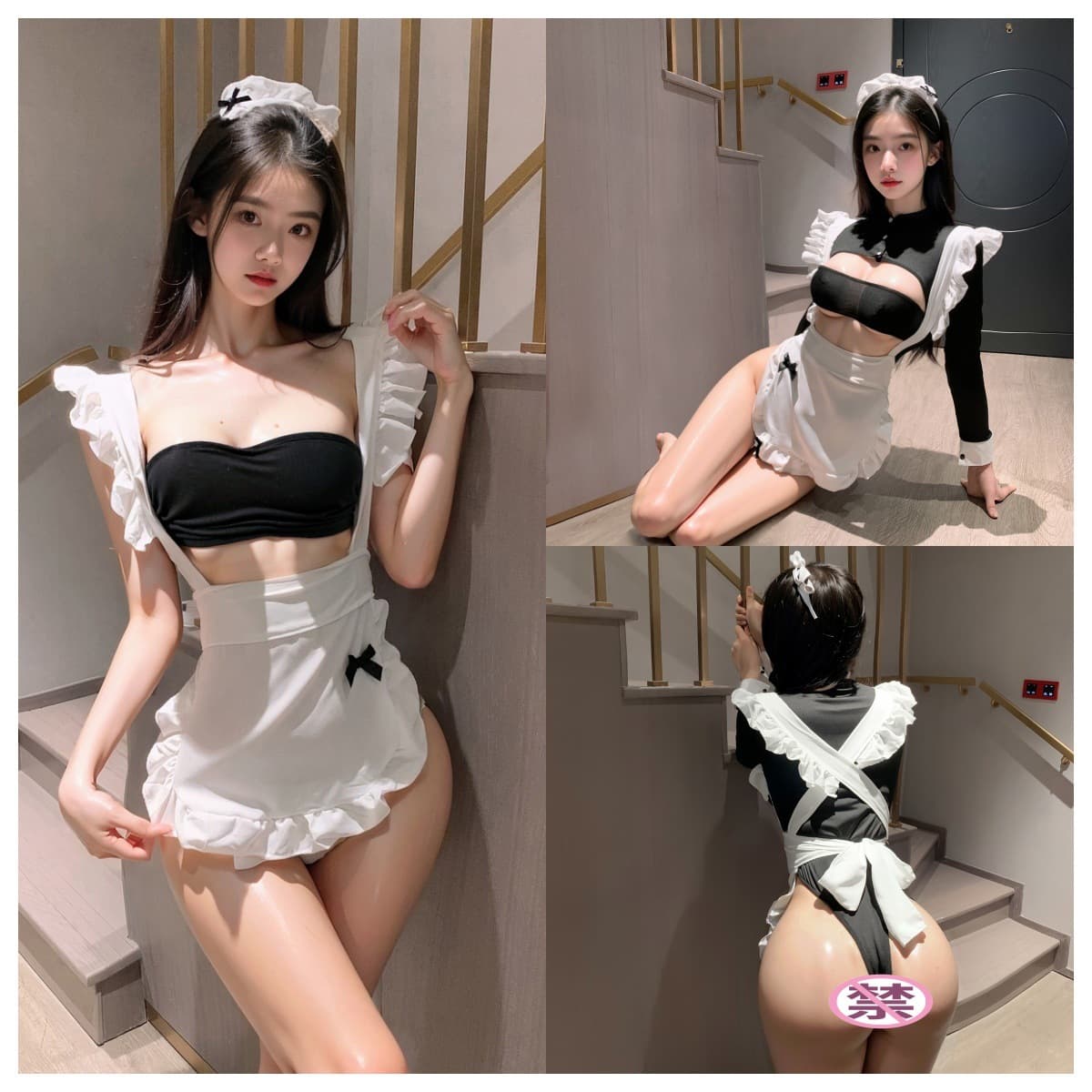 Lemon Story Male Maid Costume Sexy Four-Love Male Maid Costume Sexy Cat Ear Crossdresser Female Maid Costume Men's Full Set