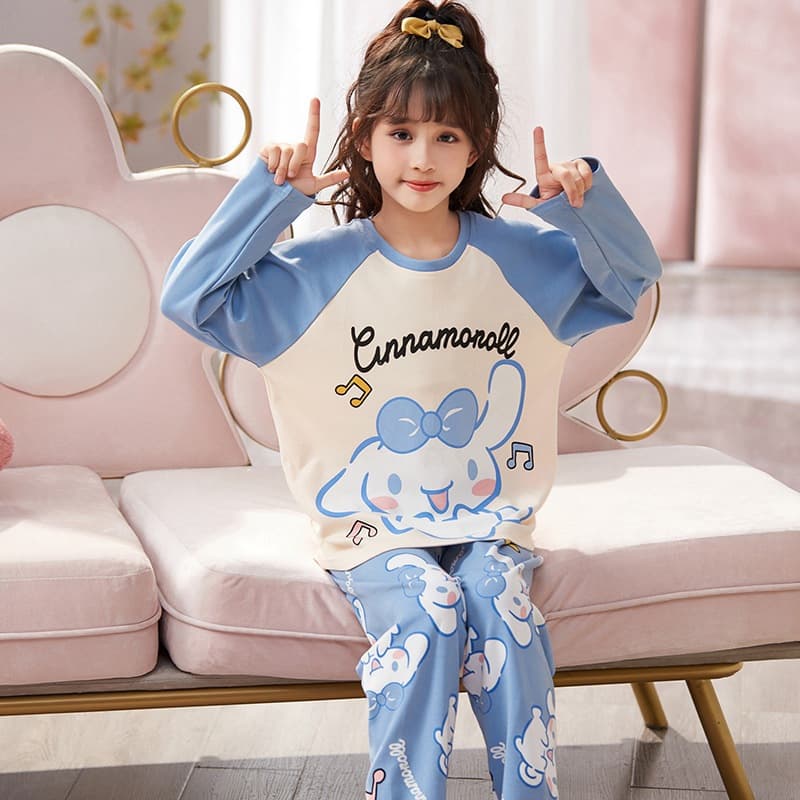 2025 New Children's Pajamas Girls Cartoon Cotton Long Sleeve Set Teen Little Girl Princess Style Homewear