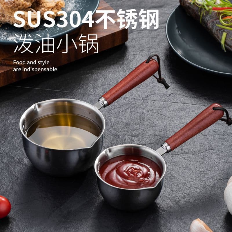 304 Stainless Steel Milk Pot, Coffee Brewing Pot, Mini Sauce and Hot Oil Splashing Pot, Amazon Cross-Border Kitchen Small Oil Pot