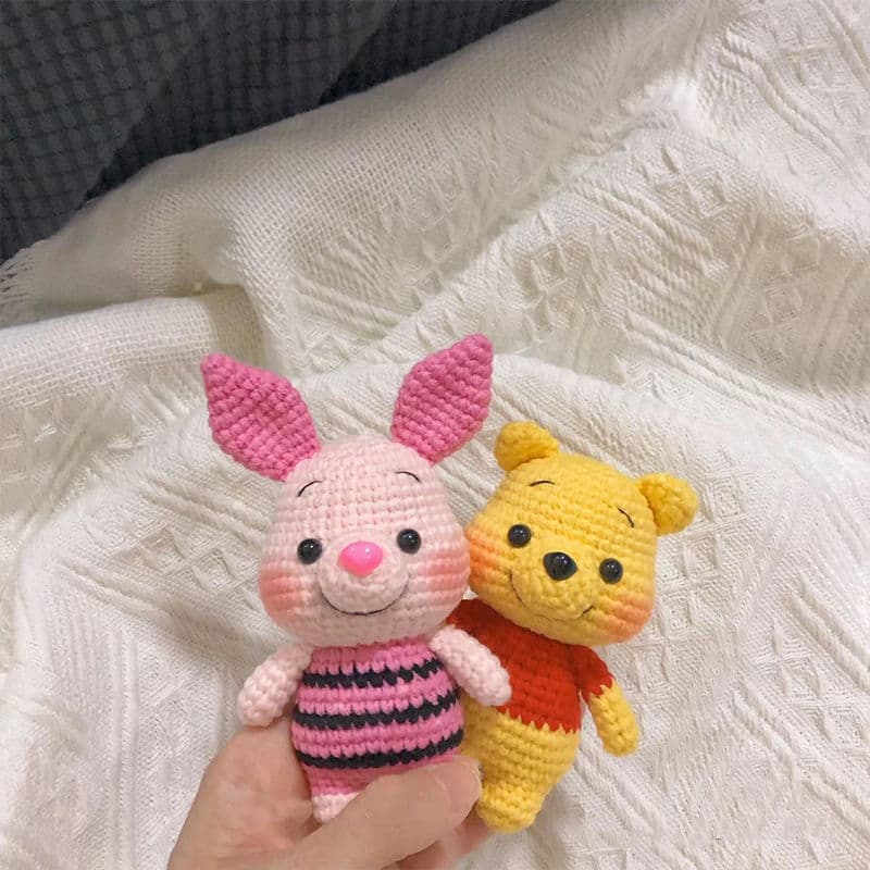 Crochet Cute Cartoon Doll Handmade Knitting DIY Material Kit DIY Bag Pendant Keychain Gift for Girlfriend