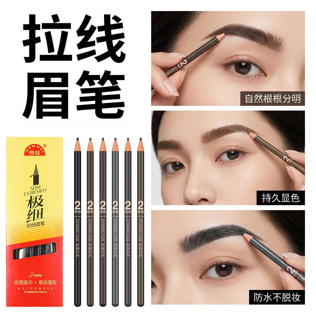 Hengsi Ultra-Fine Brow Pencil Long-Lasting Smudge-Proof Waterproof Sweat-Resistant Beginner Wild Brow Makeup Artist Professional Brow Pencil
