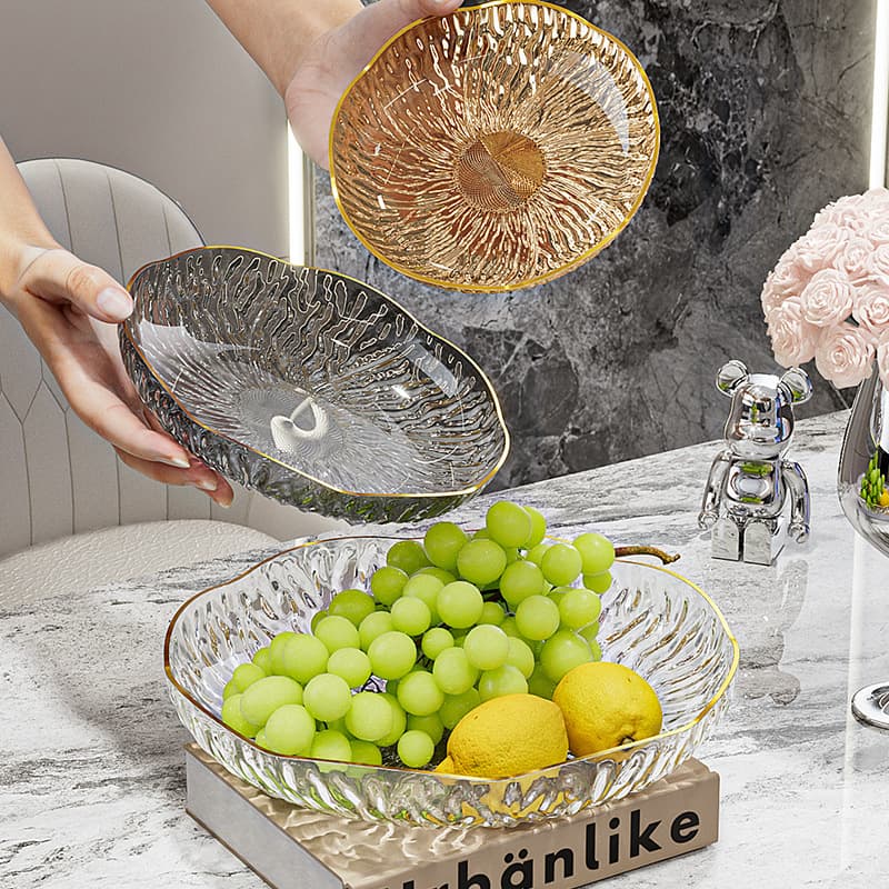 Transparent Fruit Tray, Large Capacity Plastic Fruit Plate for Living Room, High Appearance Snack Plate, Candy Tray, Coffee Table