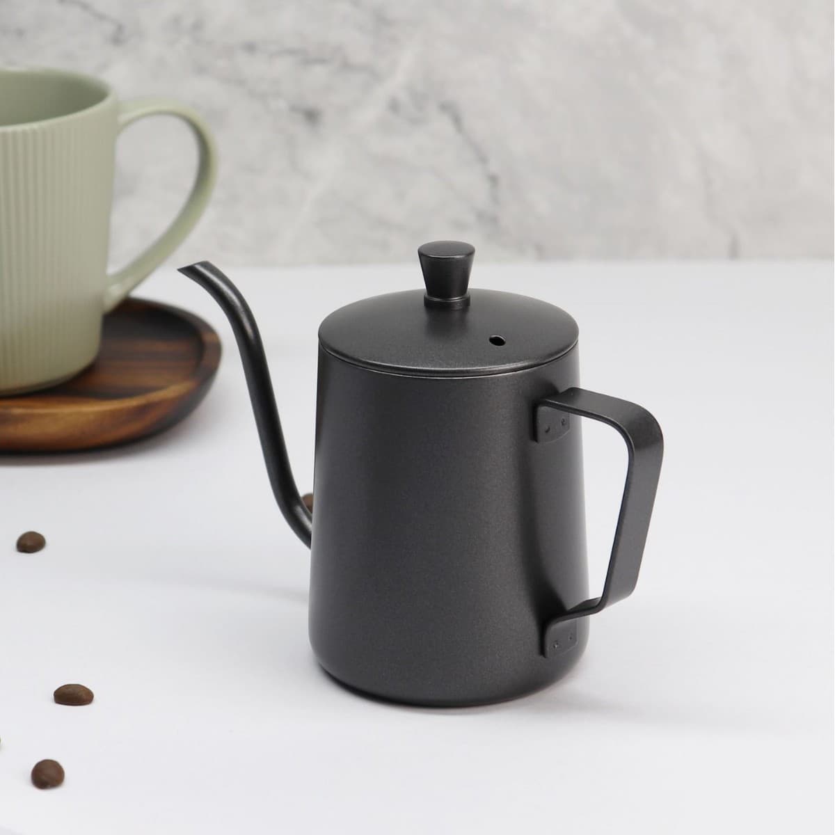 Pour-Over Coffee Kettle Gooseneck Kettle Home Use 304 Stainless Steel Narrow Spout Kettle with Lid Scale Water Kettle 350ml