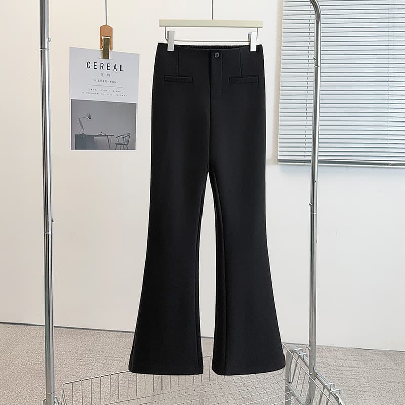 Women's plus-size flared trousers, early spring style, new high-waisted, slim-fit, narrow-leg flared pants.