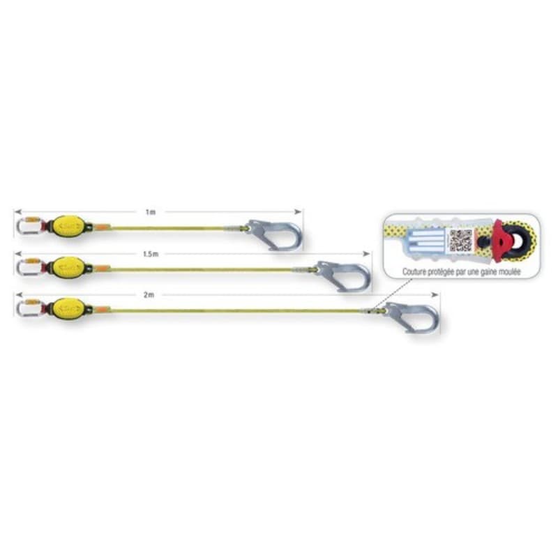 BEAL DYNAPRO AIR HOOK 1m/1.5m/2m Single Hook Lanyard with Energy Absorber Fall Arrest Lanyard