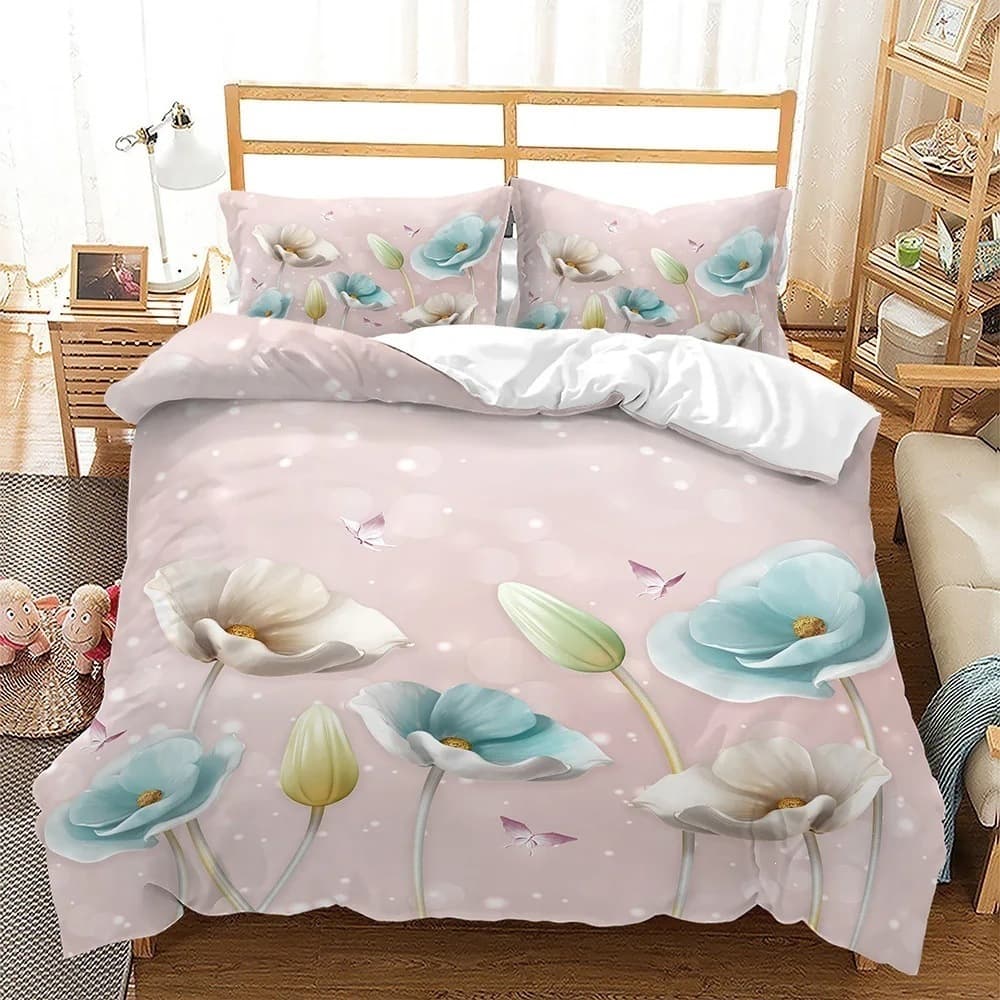 Spring Floral Pink Pattern Duvet Cover Cross-Border Large Size Polyester Duvet Cover Girls Bedroom Decoration Factory Direct