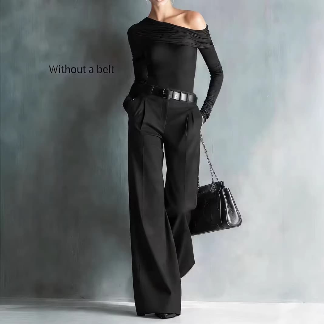 2026 Spring Women's Slightly Elastic Straight Leg Suit Pants, Elegant and Versatile for Commuting, Wrinkle-Free, Comfortable and Casual, Belt Not Included
