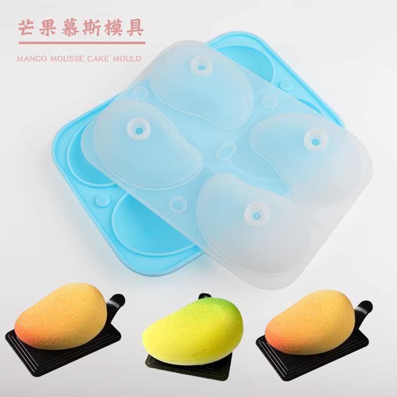 4-Connected Simulation 3D Mango Mousse Silicone Mold Chocolate Pudding Mold Cake Mold Pastry Baking Dessert