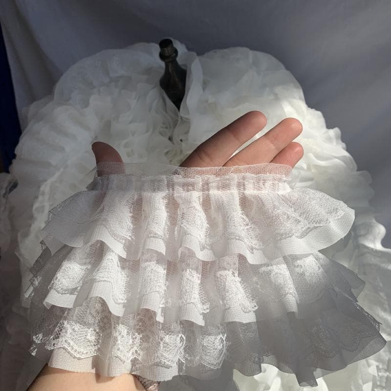 13cm Three-layer Chiffon Lace Pleated Cuff Doll Dress with Extended Hem Fabric Accessories Direct Wholesale