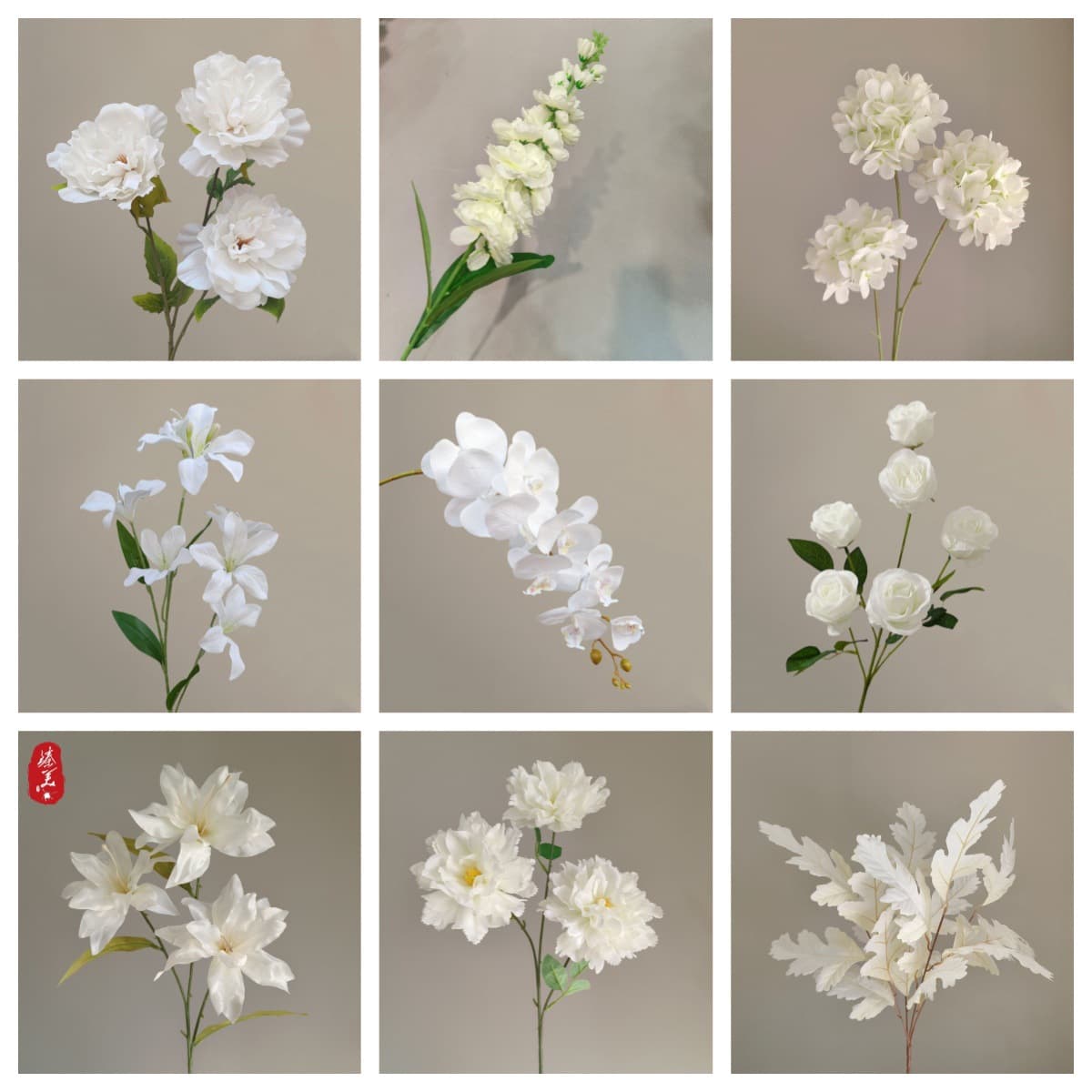 White Artificial Flowers for Weddings Roses Phalaenopsis Lilies Baby's Breath Hydrangea Fake Flowers White Artificial Flowers Wholesale