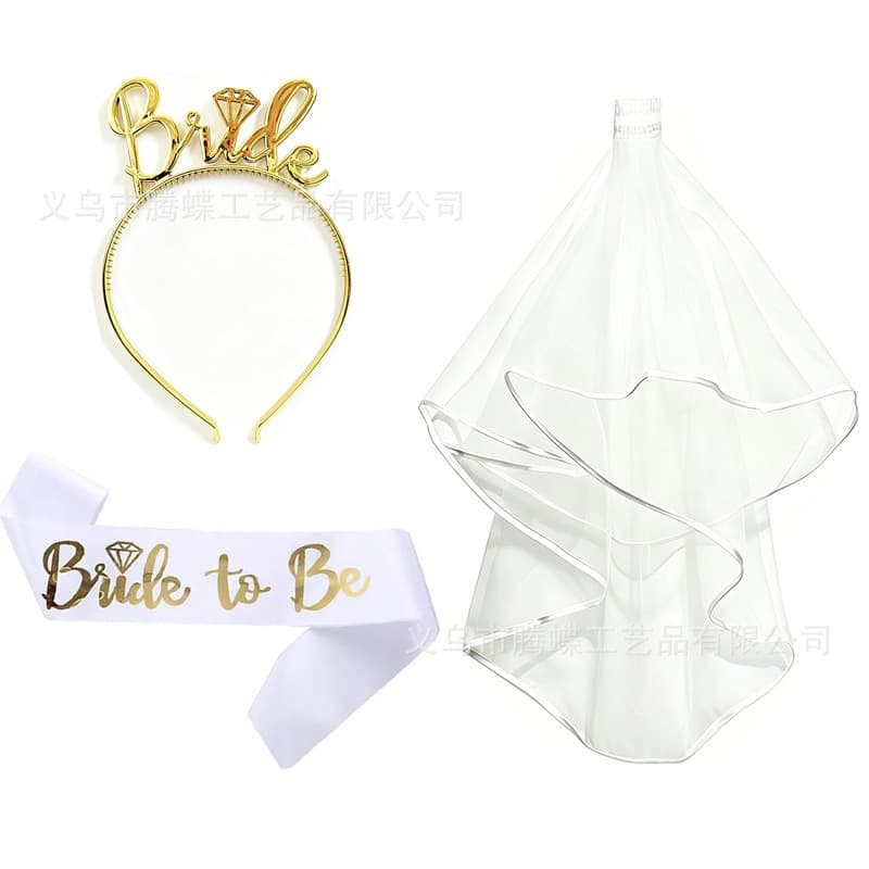 Bachelor party bride veil suit bride to be hot stamping shoulder strap veil headband etiquette ribbon ribbon