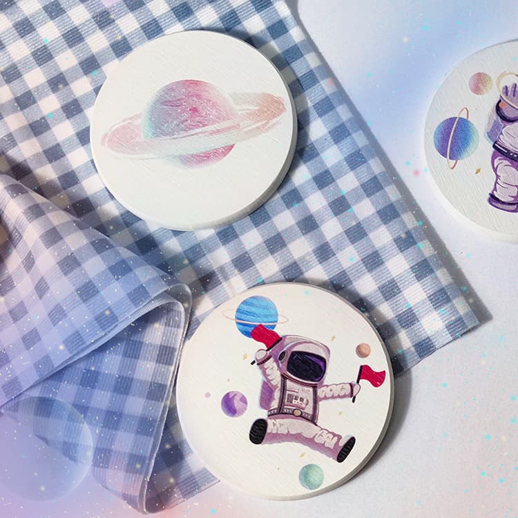 Diatomaceous Earth Absorbent Heat Insulation Quick-Dry Pad Japanese Diatomite Coaster Creative Starry Sky Coffee Pad Custom Processing