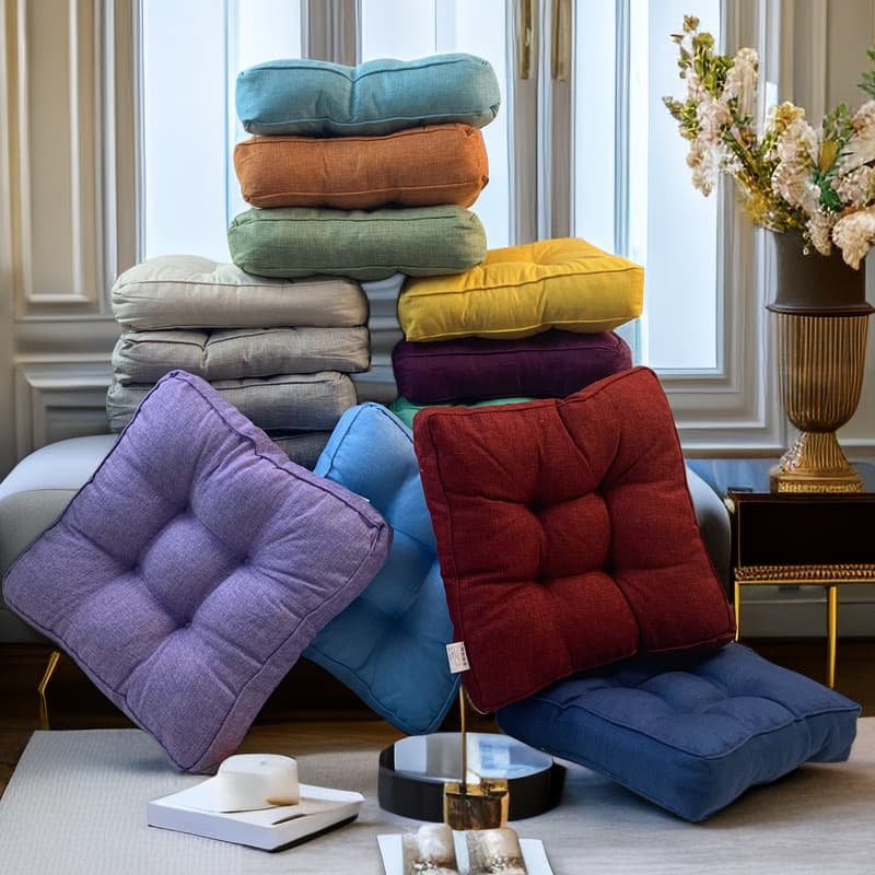 Thickened Pure Color Linen like Chair Pads with Edge Embroidery Factory Direct Wholesale Three Dimensional Assorted Scenes