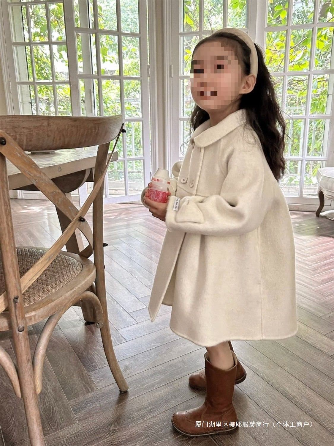 2024 Autumn/Winter New Korean Kids' Clothing, Stylish Thick Lapel Wool Coat for Baby Girls, Double-Faced Cashmere Overcoat