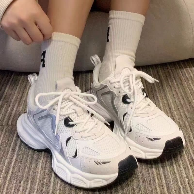 Korean Women's High Dad Sneakers 2026 Summer New Style Versatile Mesh Breathable Ins Fashion Thick Sole Casual Sports Shoes