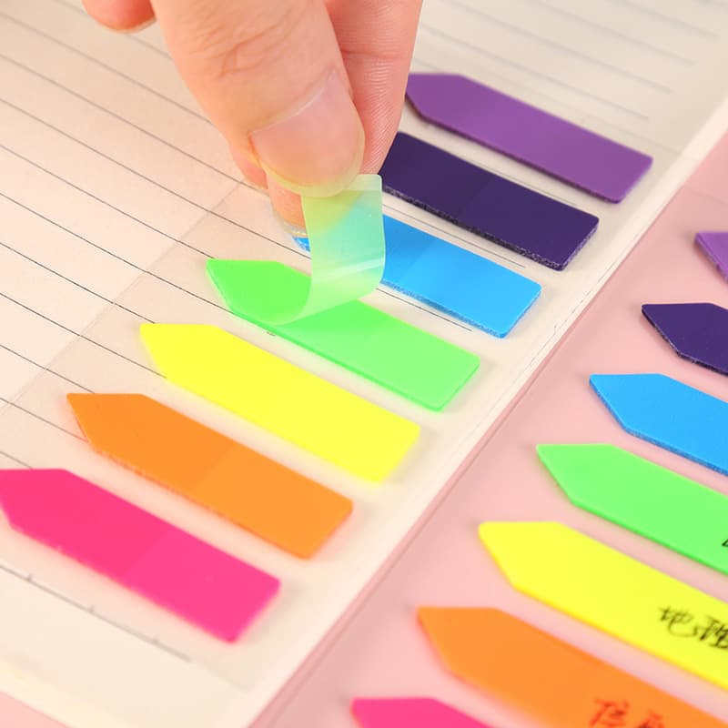 Arrow Index Sticky Notes Multi-Color Set PET Semi-Transparent Note Paper Creative Tearable Sticky Notes Wholesale