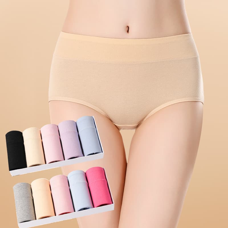 Women's Cotton Solid Mid-Rise Panties Cotton Fabric Ladies Briefs Size-Specific Underwear