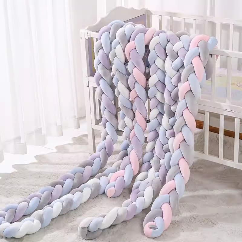 Wholesale Newborn Baby Crib Bed Rail Guard Soft Padding Child Anti-Collision Strip Splicing Bed Buffer Bedside Ins Twisted Knot